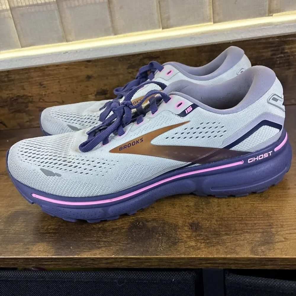 Brooks Ghost 15 Shoes Womens Size 9 Gray Mesh Athletic Running Shoes 1203801B492